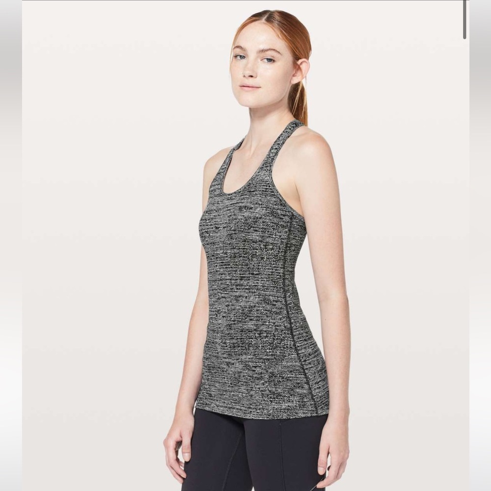 Lululemon Cool Racerback II Nulu Twillines White Black - Size 8